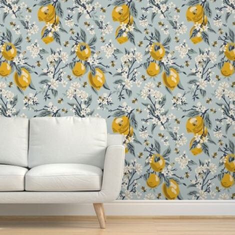 Transform a room in just hours. Bees and lemon wallpaper from Spoonflower $127.60 per roll