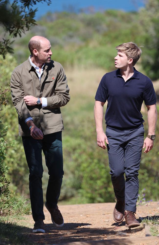 Prince William, left, and Robert Irwin during a visit to Signal Hill in Cape Town, South Africa, last month. Picture: Getty Images