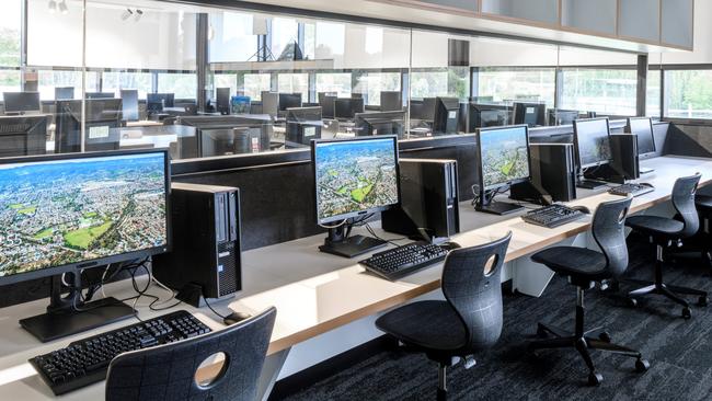 Computer desks inside the Inquiry and Innovation Hub.