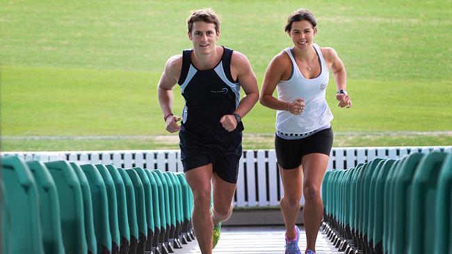 Blake Worrall-Thompson and Em Esslemont are taking part in the SCG Stomp. A fitbness awareness campaign where they run up and down the stairs of the Sydney Cricket Ground on July 27.