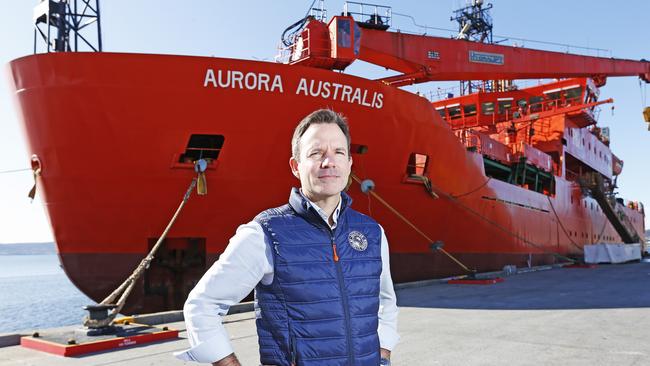 Australian Antarctic Division General Manager of Operations Charlton Clark in front of the Aurora Australis ahead of its final voyage to Antarctica. Picture: Zak Simmonds