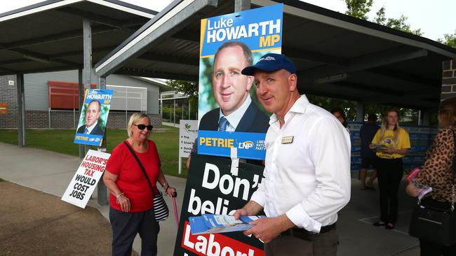 LNP’s Petrie MP Luke Howarth at Mango Hill State School. Picture: AAP/David Clark