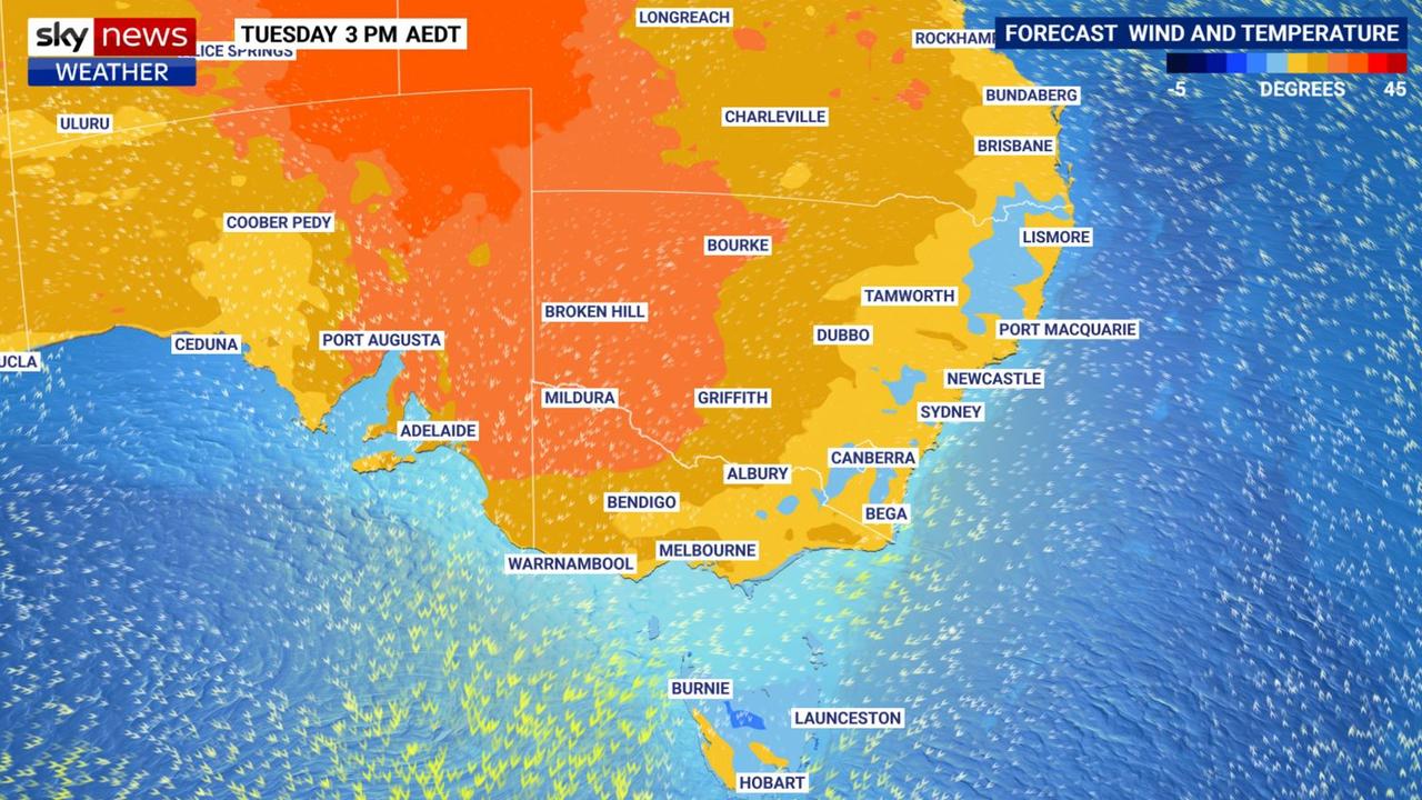 Tuesday is looking warm and dry over Flemington. Picture: Sky News Weather.