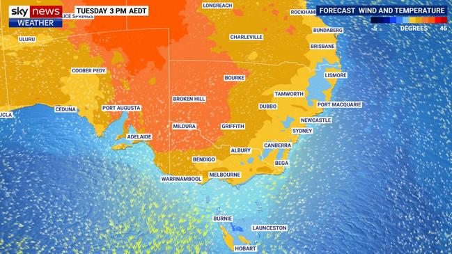 Tuesday is looking warm and dry over Flemington. Picture: Sky News Weather.