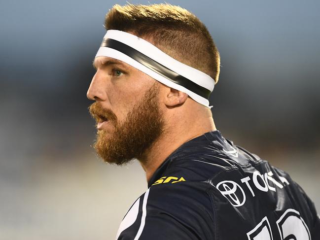 MACKAY, AUSTRALIA - MARCH 02: Josh McGuire of the Cowboys warms up before the start of  the NRL Trial match between the Melbourne Storm and the North Queensland Cowboys on March 02, 2019 in Mackay, Australia. (Photo by Ian Hitchcock/Getty Images)