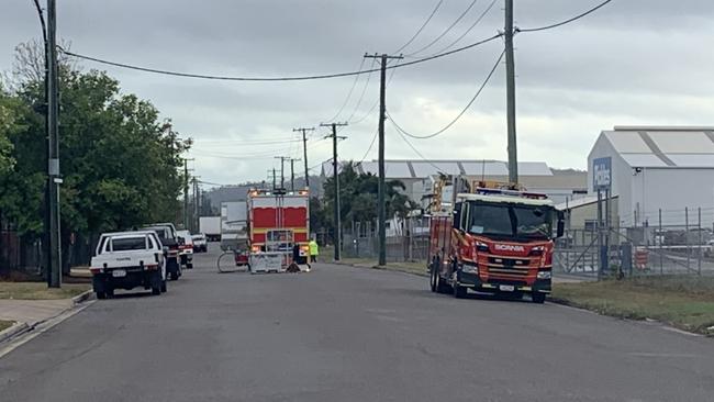 An exclusion zone has been set up on Everett street in Bohle as emergency services clean up a chemical spill after a 500 litre barrel of sodium thiophosphate was punctured late Thursday night. November 22, 2024.