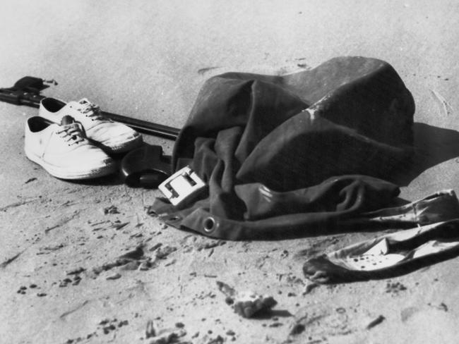 Prime Minister Harold Holt’s clothes and spearfishing equipment left at Cheviot Beach near Portsea. 