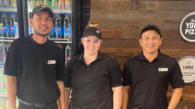 The new Domino’s at Rosemeadow is up and running with team members Samir Thapa, Alana Dye and Roman Basnet.