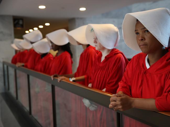 Protesters dressed in The Handmaid's Tale costume protest outside the Supreme Court hearing for Judge Brett Kavanaugh Picture: Win McNamee/Getty Images/AFP