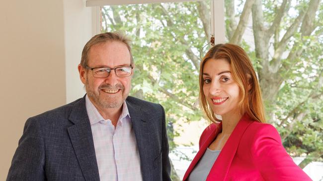 Selling agents Michael Minogue and Maria Ciancio from JK Agency. Picture: NewsWire / Max Mason-Hubers