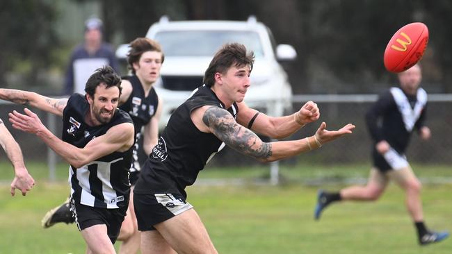 Former Campbells Creek player Dylan Stevens has been impressive for Newbridge this season. Picture: Rob Leeson.