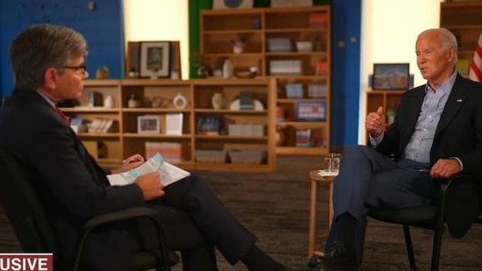 Mr Biden speaks to ABC News anchor George Stephanopoulos, a former aide to Bill Clinton. Picture: ABC News