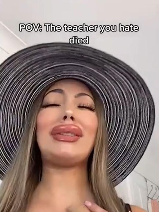 One TikTok with the caption ‘POV: The teacher you hate died’.