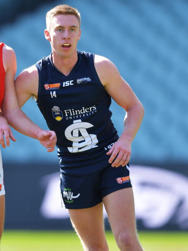 Former South Adelaide junior Tate Coleman was strong for Happy Valley in the Vikings’ win over Port Noarlunga on the weekend. Picture: Mark Brake