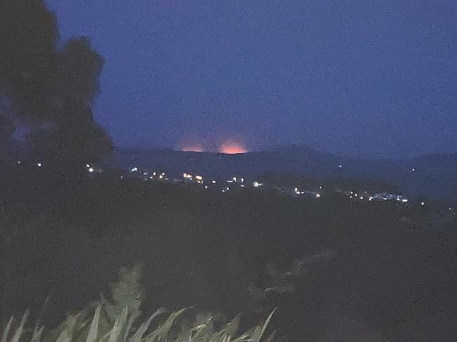 Bushfire at Friendly Beaches as seen from nearby Coles Bay. Picture: Facebook