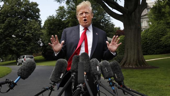 President Donald Trump speaks to the media on the South Lawn of the White House in Washington last week.