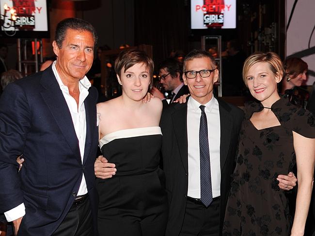 HBO head of programming Michael Lombardo is second from the left. Here with HBO CEO Richard Plepler, Girls creator and actor Lena Dunham and former HBO Entertainment president Sue Naegle.