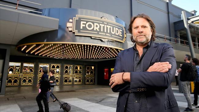 Former Powderfinger bassist and venue co-owner John Collins outside The Fortitude Music Hall in Fortitude Valley, Brisbane, in July 2019. Picture: Steve Pohlner