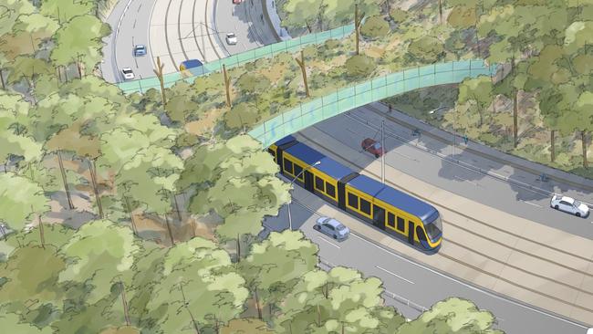 Artist impressions of Gold Coast light rail Stage 3B - Burleigh Heads to Gold Coast Airport. GCB exclusive until March 7 2020. Picture: Supplied