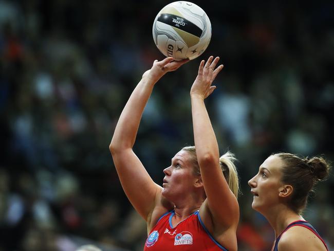 Swifts Caitlin Thwaites during ANZ Championships netball Elimination Final between NSW Swifts and Melbourne Vixens at Sydney Olympic Park. Picture. Phil Hillyard
