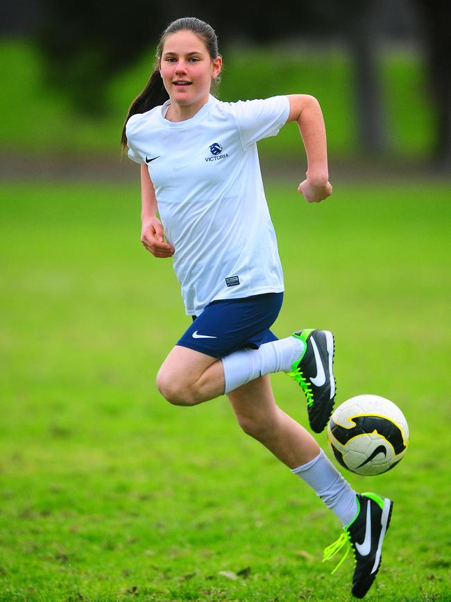 Alice was a star junior soccer player but gave the game away to play footy. Picture: Derrick den Hollander