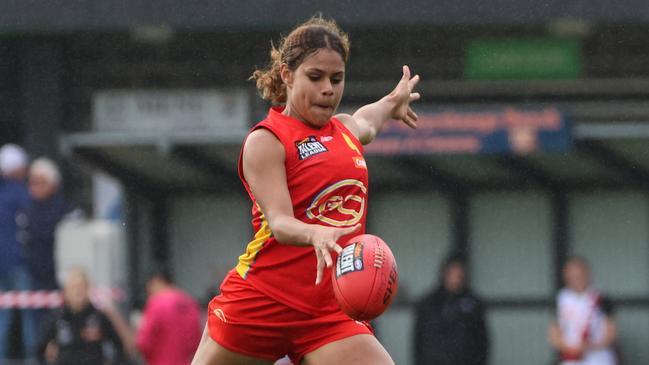 Pictured: Heidi Talbot. Former Norths Cairns Tiger Heidi Talbot playing for the Suns Academy. 2024. Photo: RookieMeCentral.