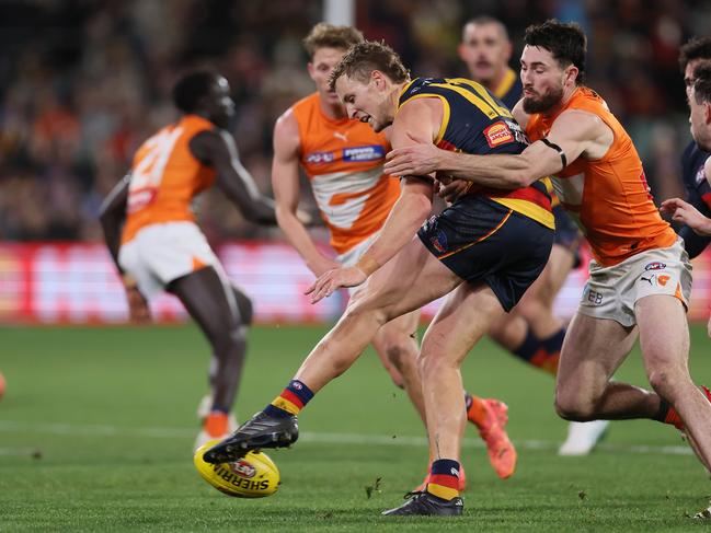 Crows skipper Jordan Dawson had a big second half after some close checking. Picture: James Elsby/AFL Photos via Getty Images