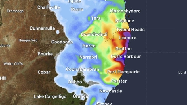 Flooding is expected in parts of NSW after a huge rain deluge drenched parts of NSW. Picture: Supplied / Weatherzone