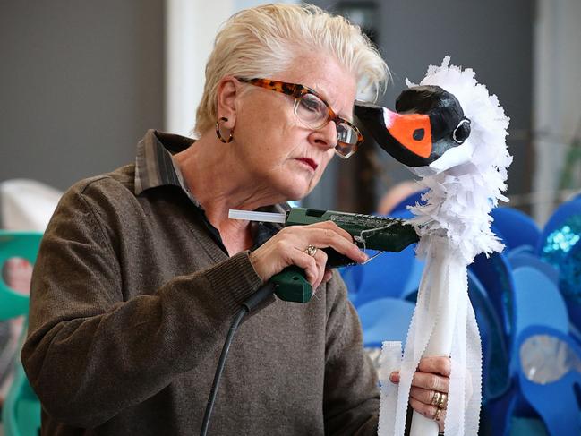 Imagineer designer Trudy Rees-Marklew makes a prop in the shape of a swan. Picture: AFP