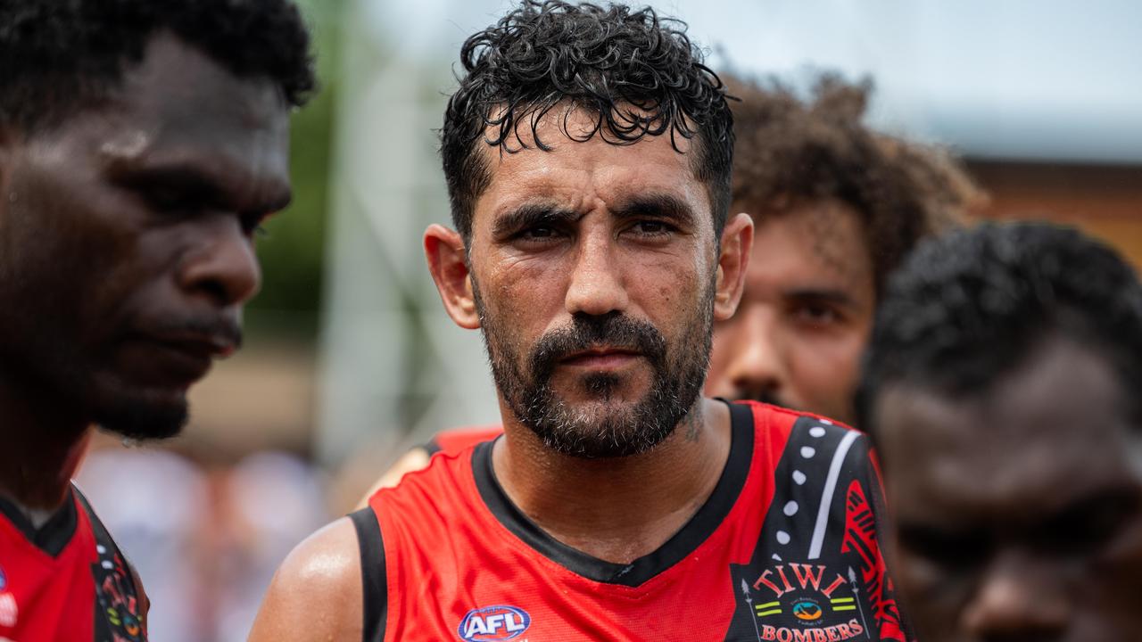 Marlion Pickett playing for the Tiwi Bombers against Southern Districts in Round 16 of the 2024-25 NTFL season. Picture: Pema Tamang Pakhrin