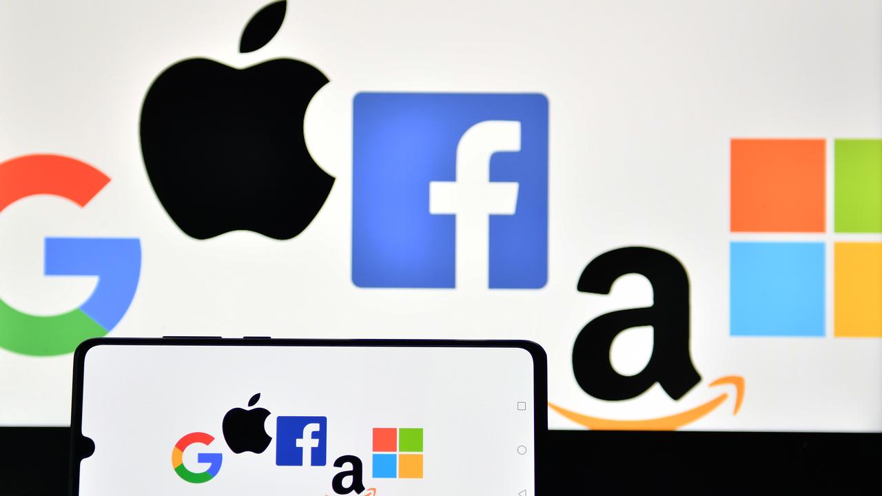 Australian super funds are flocking to tech companies Google, Apple, Facebook, Amazon and Microsoft. Picture: AFP