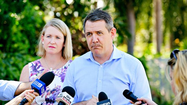 NT Treasurer Nicole Manison with Chief Minister Michael Gunner ... Ms Manison put a positive spin on the figures while delivering today’s NT Budget, claiming “optimism was returning” to the Territory.  Picture: Keri Megelus