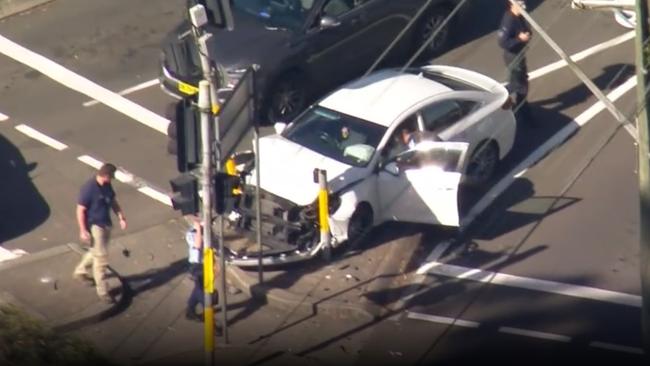 Kasey Glover was behind the wheel of the Hyundai Sonata when it crashed at a north-western Sydney intersection. Picture: Sky News.