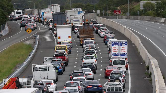 Northbound traffic on the M1 after a truck crash at Nerang. Picture: Scott Fletcher