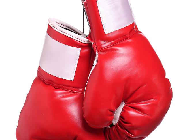 Pair of leather boxing gloves isolated on white