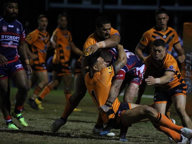 Israel Folau makes his Rugby League Gold Coast debut for Southport Tigers against defending champions Runaway Bay at Owen Park, Southport. Pic Mike Batterham