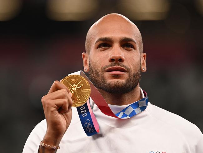 Jacobs with his 100m gold medal.