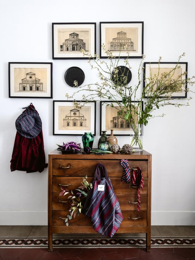 A Rovi Lucca bag hangs from a console in the kitchen. Picture: Robyn Lea