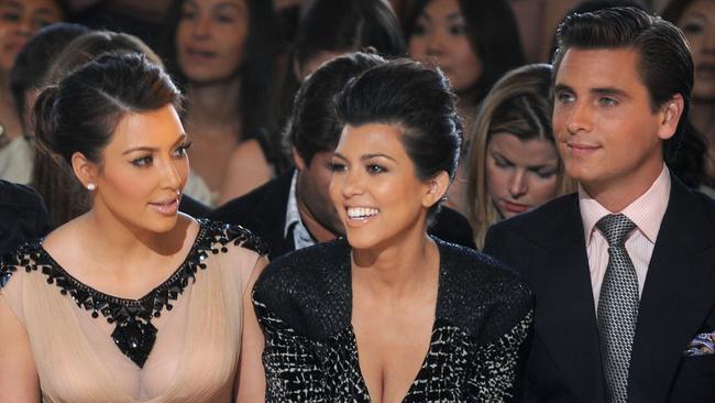 Kim Kardashian, Kourtney Kardashian and Scott Disick attend the Jill Stuart Spring 2011 fashion show in New York. Picture: Getty Images