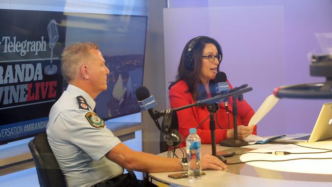 NSW Police Commissioner Mick Fuller sits down Miranda Devine on Miranda Live. Picture: Christian Gilles