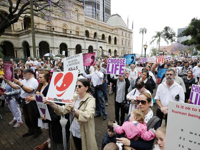 Protesters rallying in 2018 against the late-term abortion bill. (AAP Image/Josh Woning)