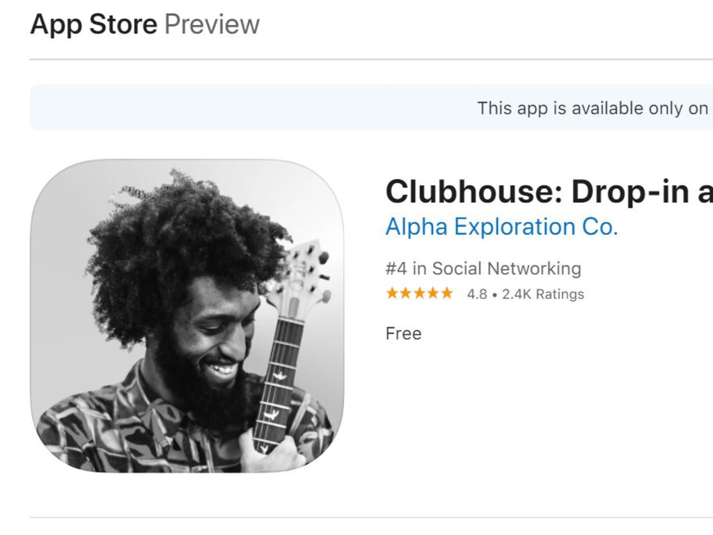 An App Store preview for the Clubhouse app.