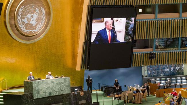 US President Donald Trump addresses the general debate of the seventy-fifth session of the United Nations General Assembly.