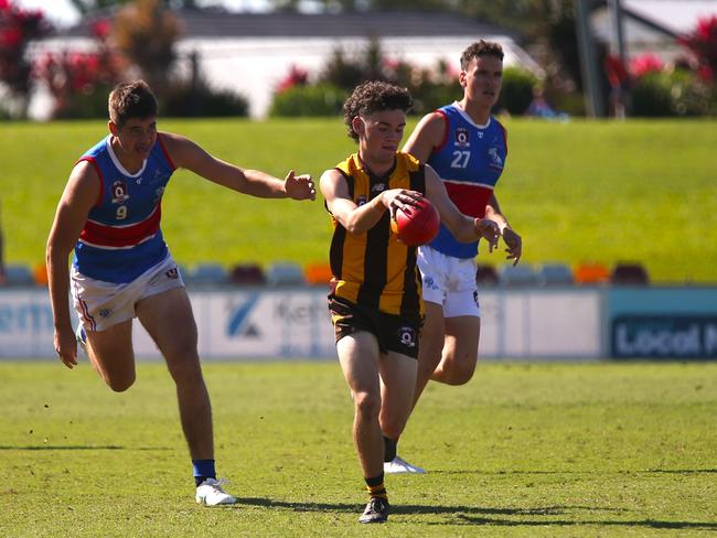 Pictured: Lachlan Lovell. Manunda Hawks v CTB Bulldogs at Cazalys Stadium. Round 8. AFL Cairns 2024. Photo: Gyan-Reece Rocha