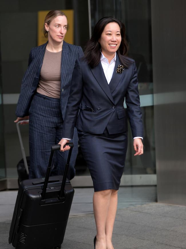 Brittany Higgins lawyer Rachael Young, right, and Carmel Galati leave the Supreme Court. Picture: NewsWire/Sharon Smith