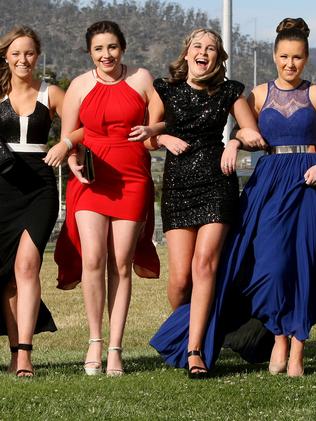 L to R: Hannah Klug, Annie Blackwell, Maddi Townsend, Marnie-Rose Kerruish, Laura Knowles and Ebony Blackwell at the St Mary's School formal at Tattersalls Park on Friday 28 November 2014