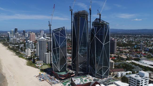 Aerial view of Jewel worksite after workers walked off the job. Picture Glenn Hampson