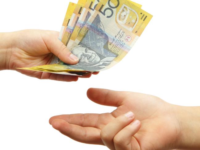 Making a cash payment in Australian dollars. fees,money, generic, man