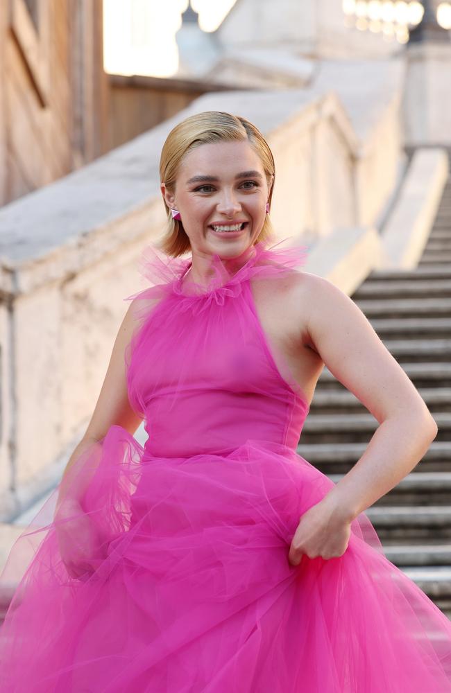 Florence Pugh in the sheer Valentino dress that cause a stir. Picture: Getty Images