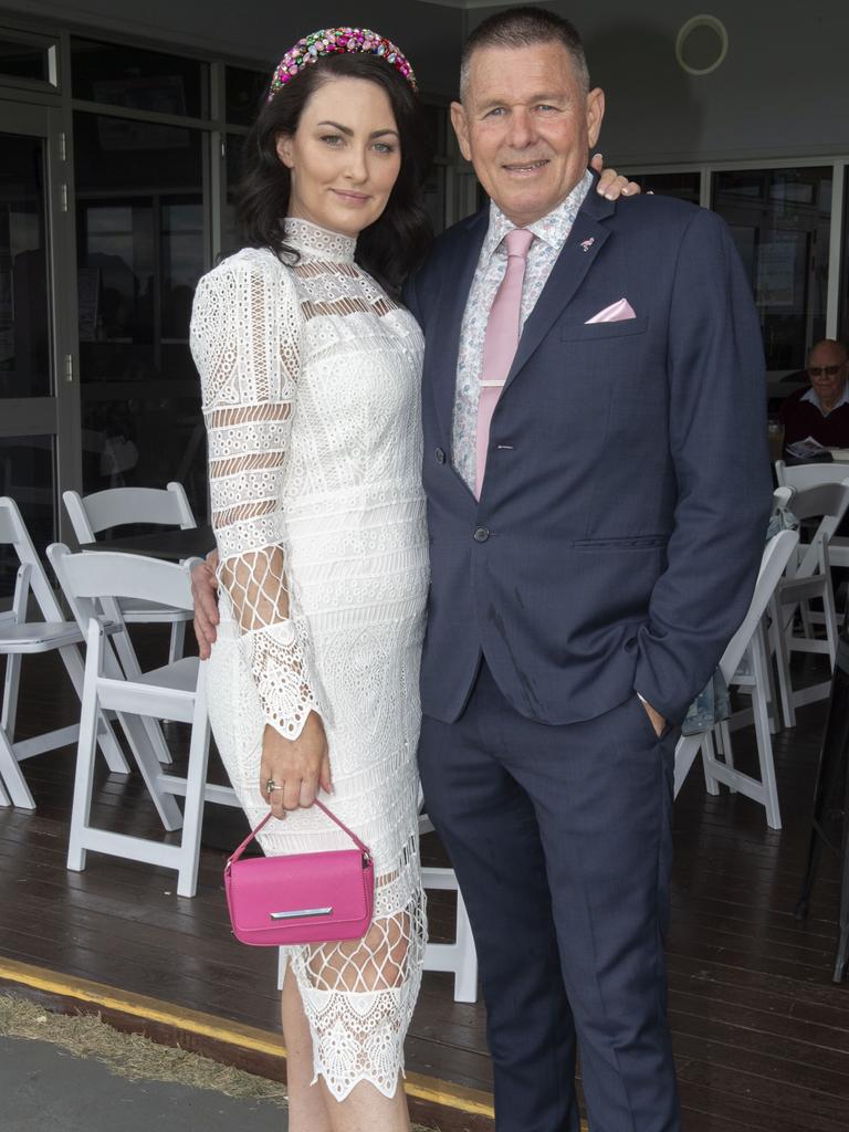 Cass Nicholson and Gavin Swan. Melbourne Cup Day at the Toowoomba Turf Club. Tuesday, November 1, 2022. Picture: Nev Madsen.